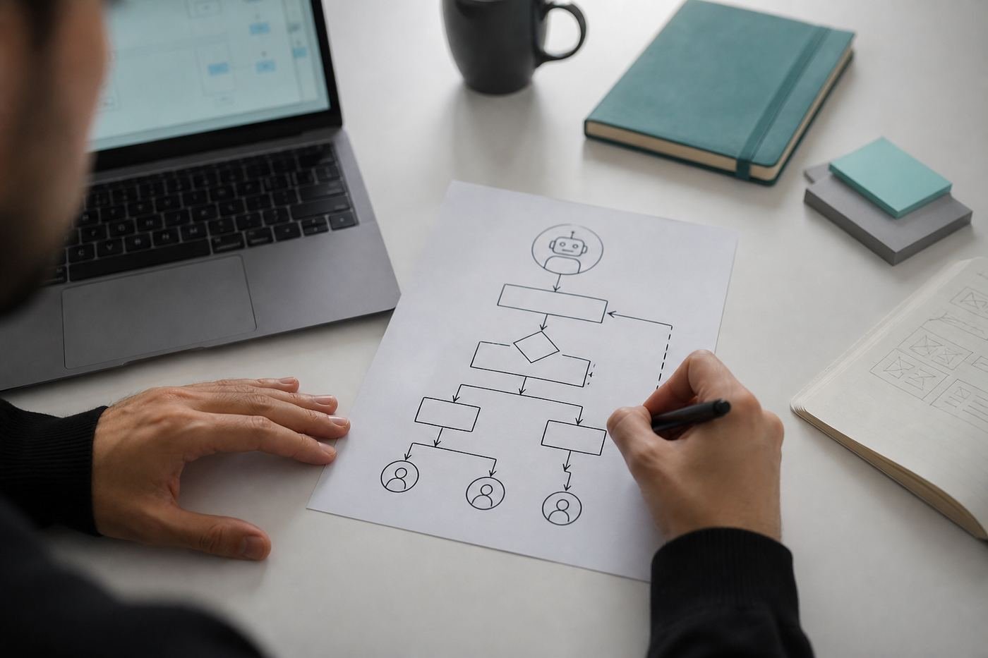 Designing an agent job and approval flowchart