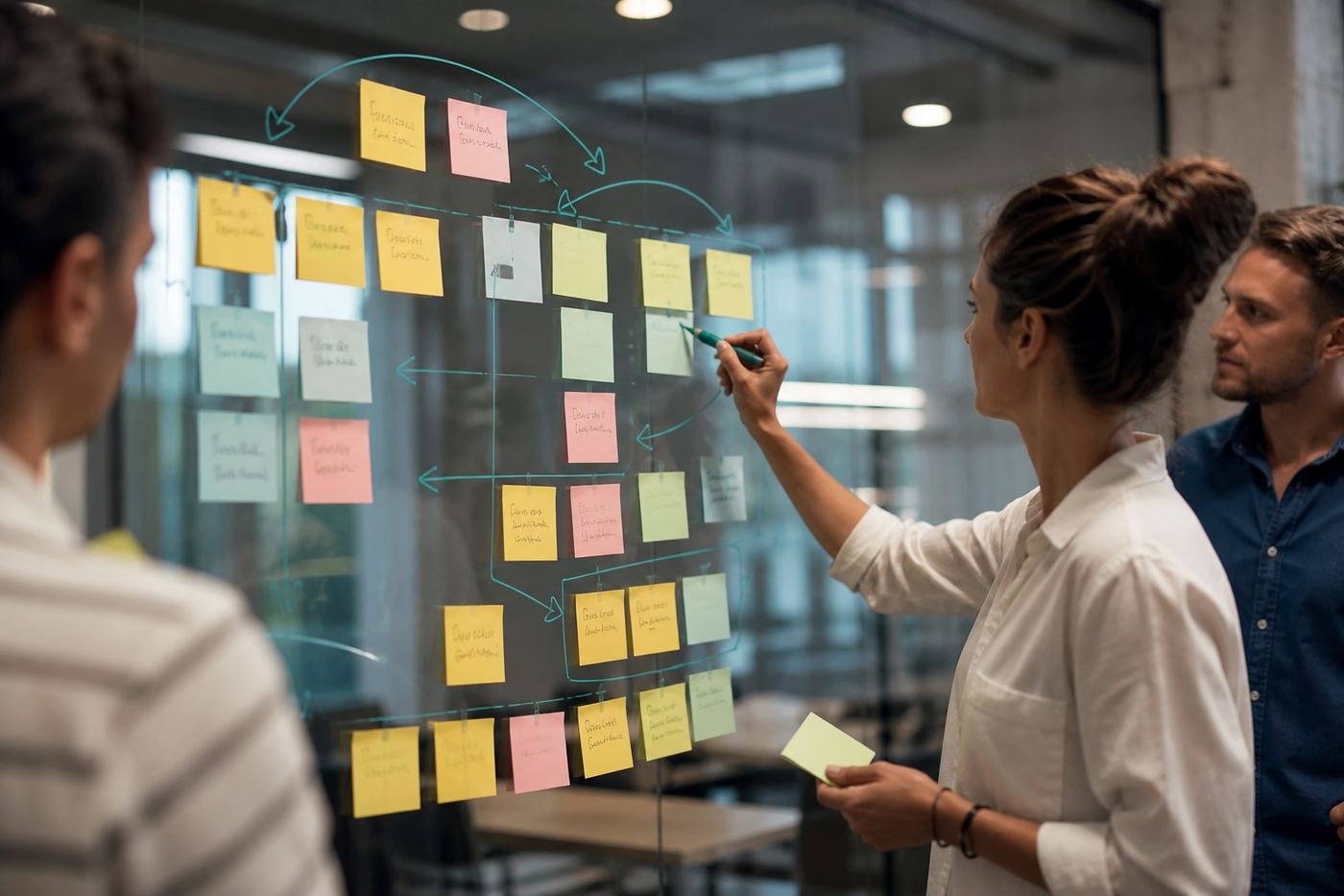 Mapping a recurring workflow on a glass wall